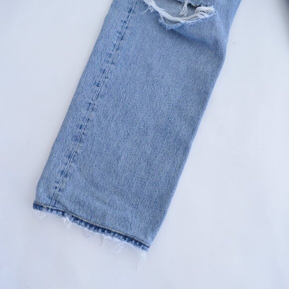 Agolde Los Angeles Loose Distressed 100% Cotton Light Wash Blue Denim 90s Jeans - Picture 6 of 14